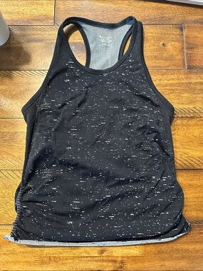 Women's Black Speckled Racerback Tank Top Self Cropped